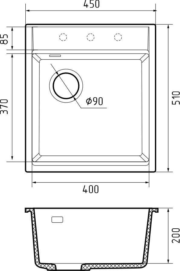 RIVELATO TR-455-L grigio metallizz мойка серый металлик