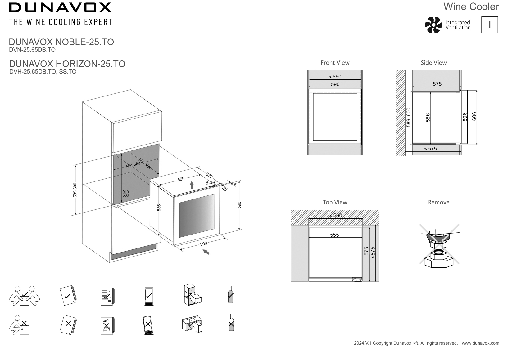 DUNAVOX DVH-25.65DB.TO встраиваемый винный шкаф черный