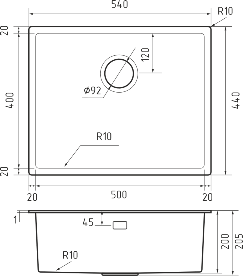 RIVELATO RINOX 5444 CT/UN мойка черный