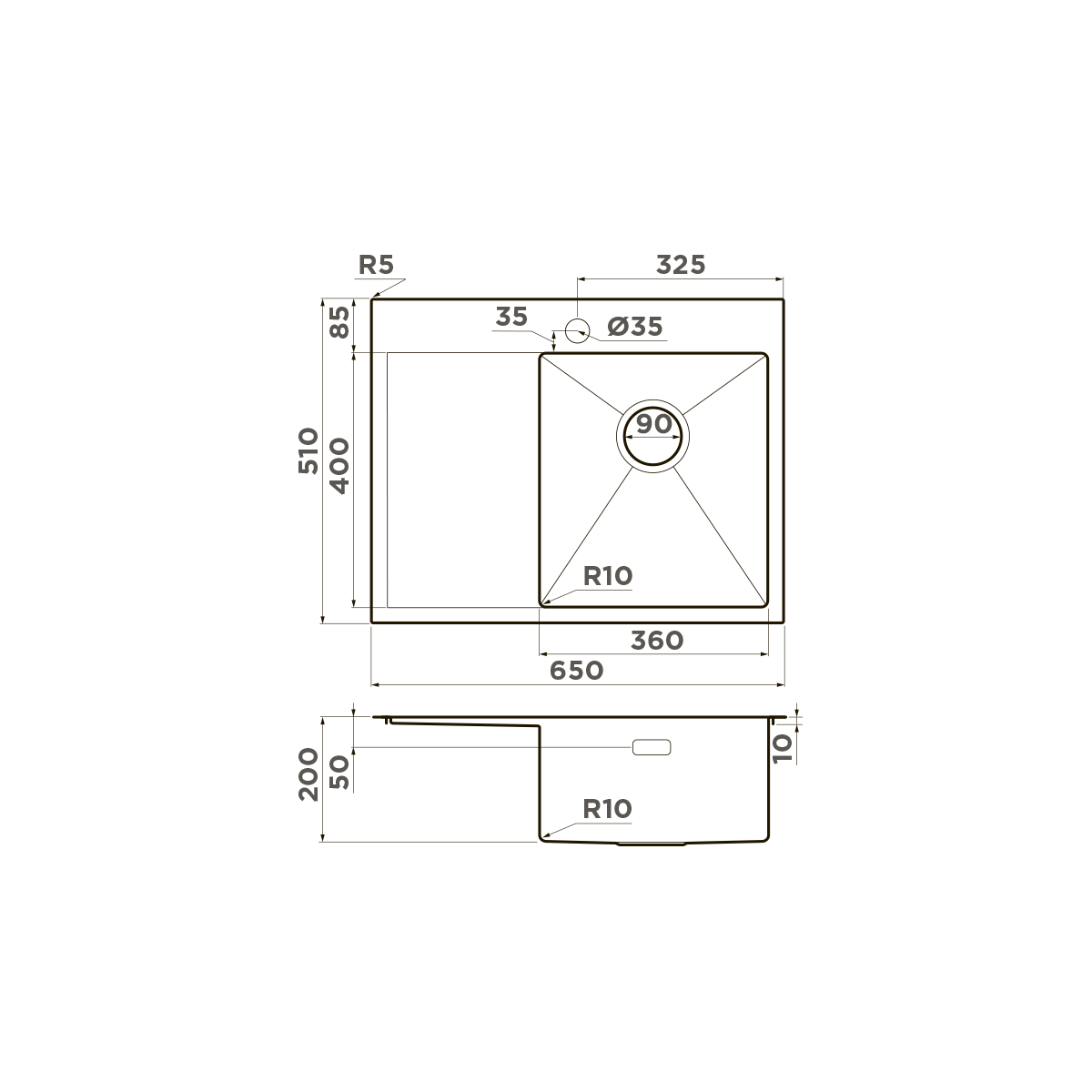 OMOIKIRI AKISAME 65-LG-R мойка золотой