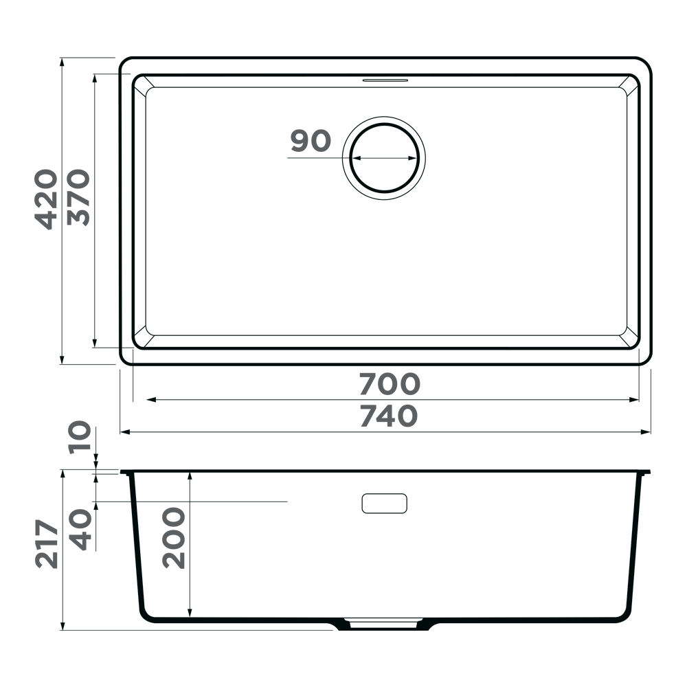 OMOIKIRI KATA 74-U-ES мойка espresso
