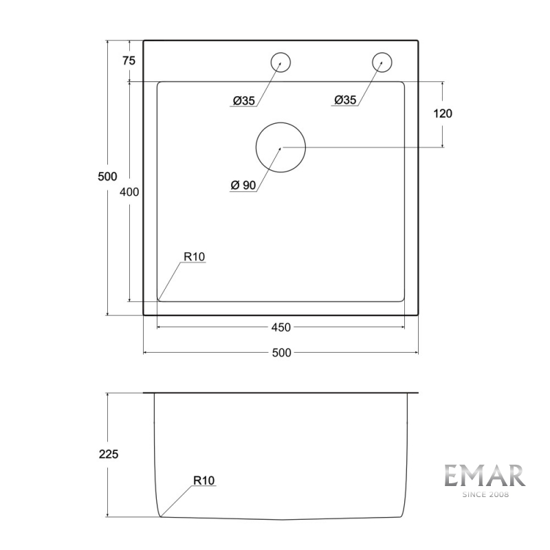 EMAR EMB-117A мойка Nano Dark