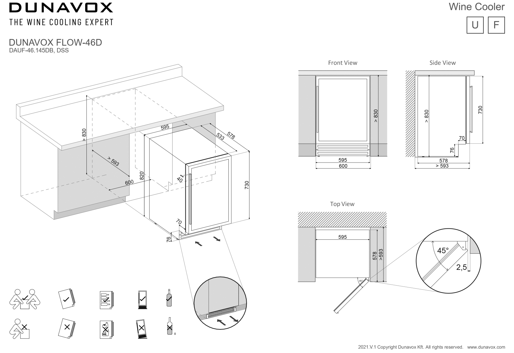 DUNAVOX DAUF-46.145DBH винный шкаф черный
