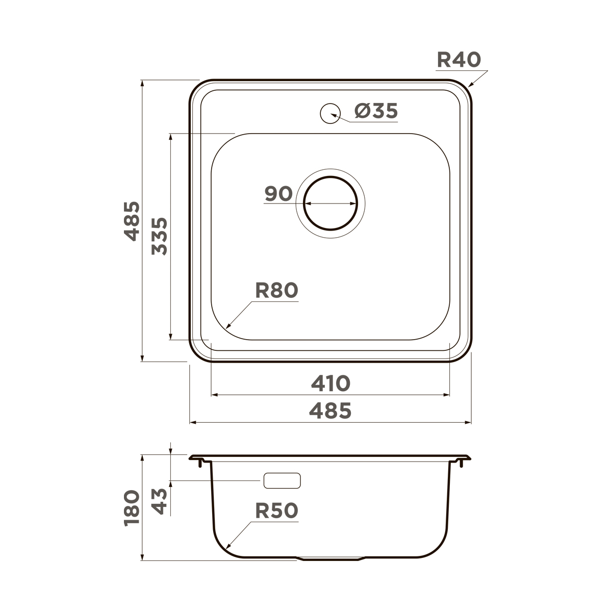 OMOIKIRI NOTORO 48-SI MATT мойка нержавеющая сталь
