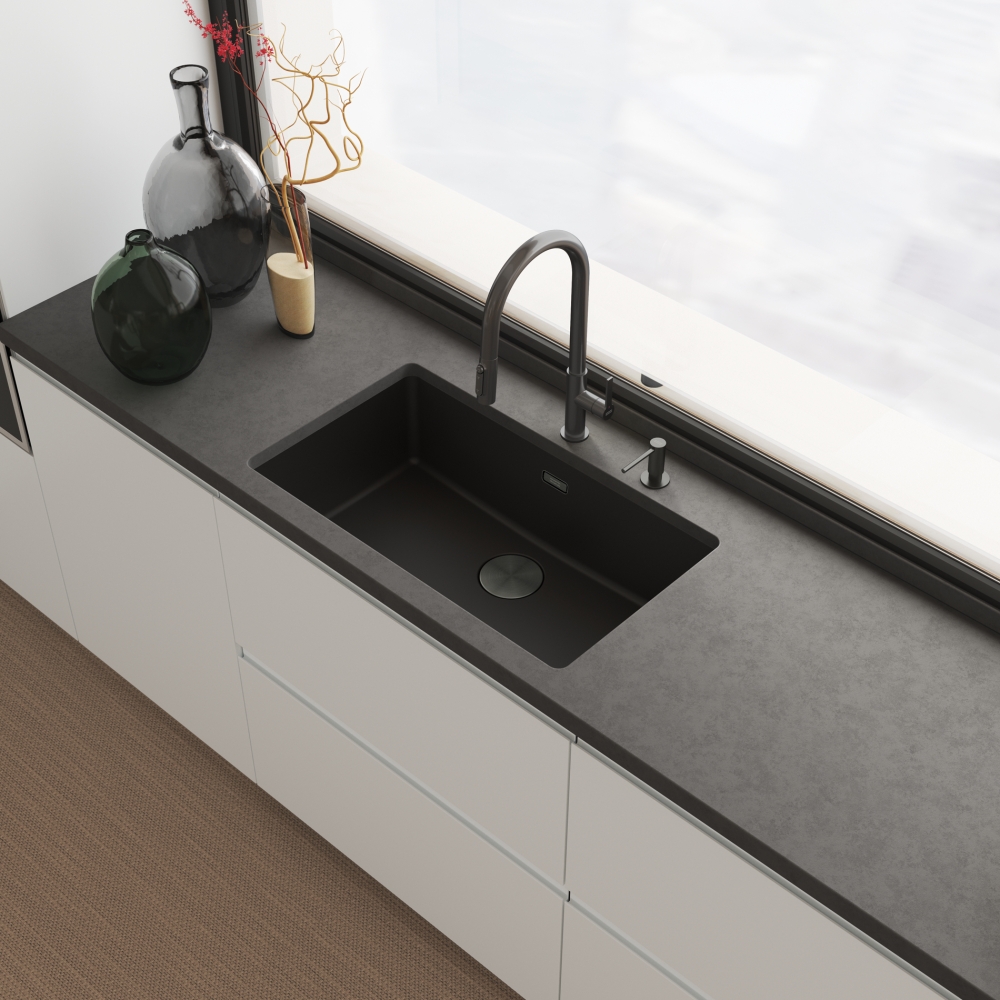 FRANKE MARIS SLIM J CLEAR WATER смеситель антрацит
