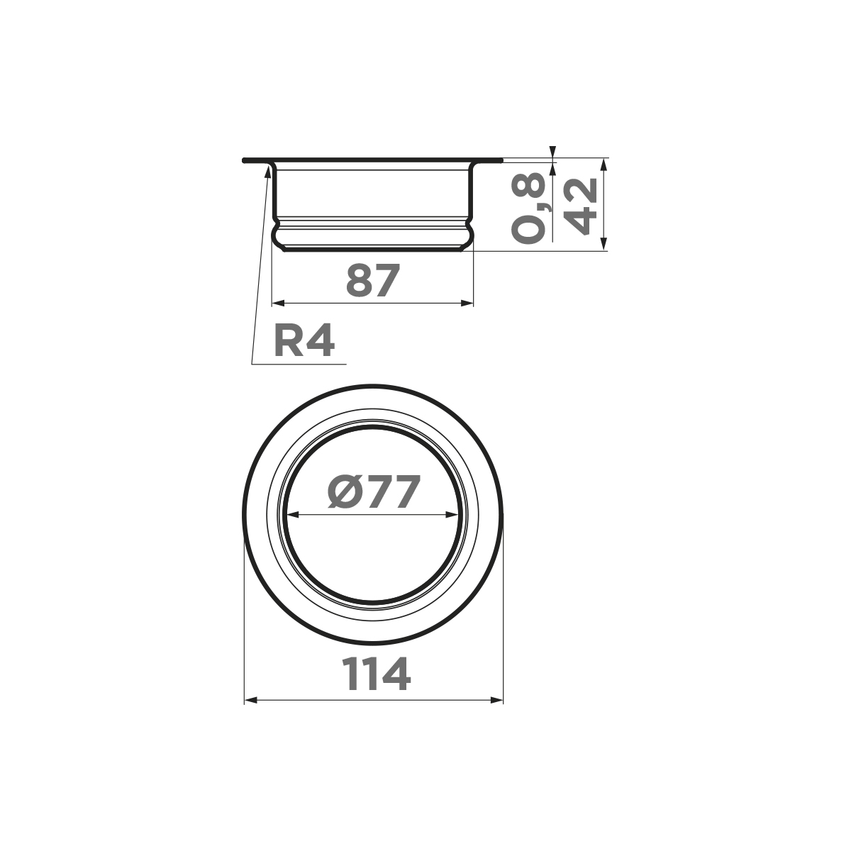 OMOIKIRI NAGARE SLIM NA-02-LG горловина для измельчителя светлое золото (распродажа)