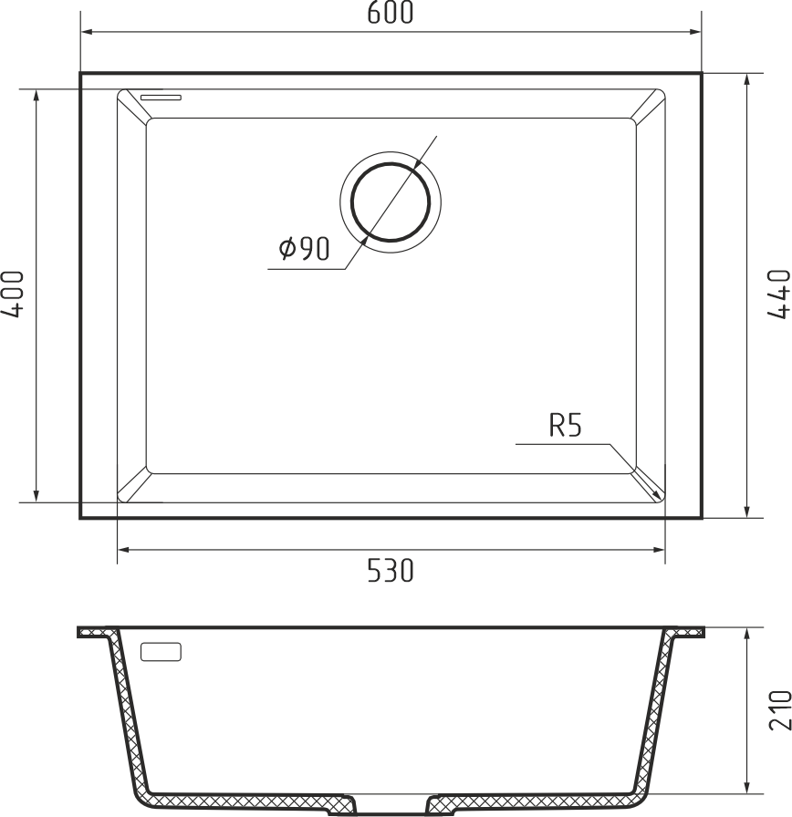 RIVELATO STRIA SR-6053 мойка серый 803