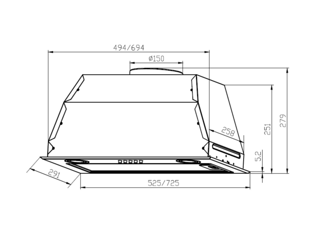 LEX GS BLOC P 600 INOX вытяжка нержавеющая сталь (распродажа)