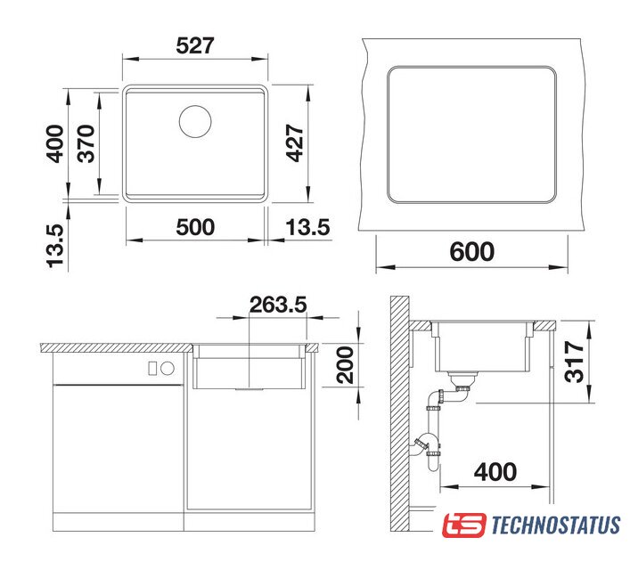 BLANCO ETAGON 500-F мойка вулканический серый