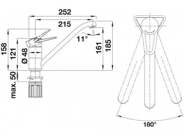 BLANCO WEGA II смеситель вулканический серый