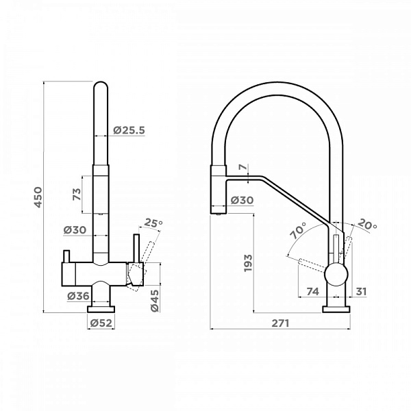 OMOIKIRI AKENO-BN-BL смеситель нержавеющая сталь