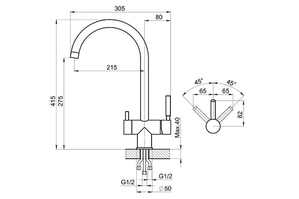 GRANULA KS-7104 смеситель графит матовый