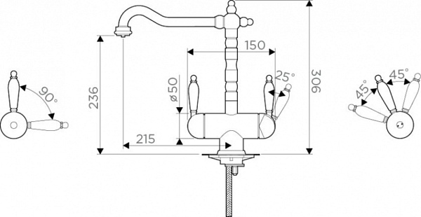 OMOIKIRI AMAGASAKI-А смеситель античная латунь