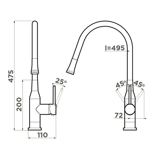 OMOIKIRI YATOMI-BN-GR смеситель нержавеющая сталь