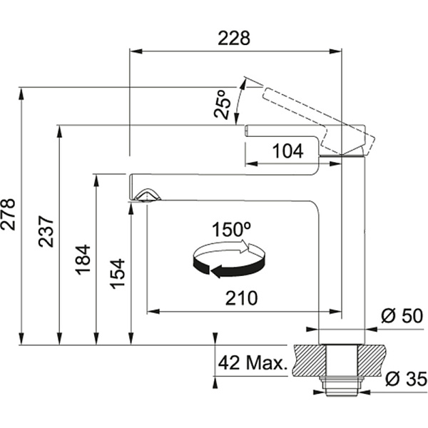 FRANKE CENTRO смеситель оптика стали/графит
