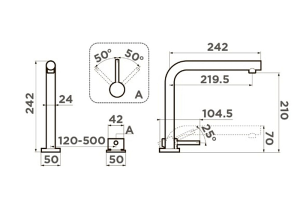 OMOIKIRI NARA-BN смеситель нержавеющая сталь