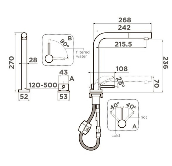 OMOIKIRI NARA 2 Plus-S-C смеситель нержавеющая сталь