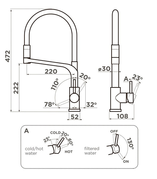 OMOIKIRI SINTO 2 PLUS BN-WH смеситель черный