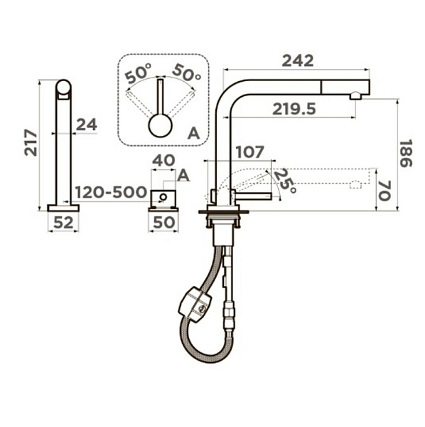 OMOIKIRI NARA-S-C смеситель нержавеющая сталь