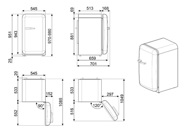 SMEG FAB10RWH6 холодильник белый