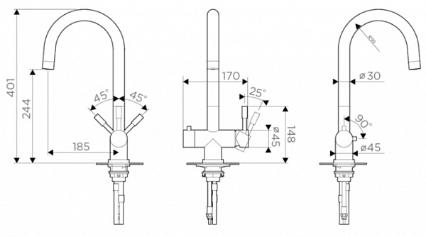 OMOIKIRI AKITA смеситель нержавеющая сталь