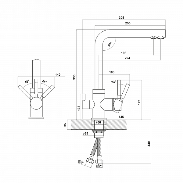 FLORENTINA АРЕС FL смеситель нуар классик