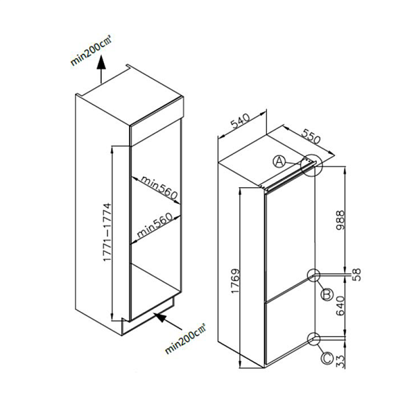 HOMSAIR FB177SW холодильник встраиваемый