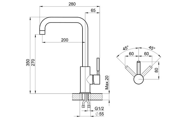 GRANULA ST-4033 смеситель алюминиум