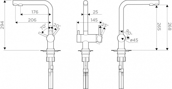 OMOIKIRI NAGANO-C смеситель нержавеющая сталь