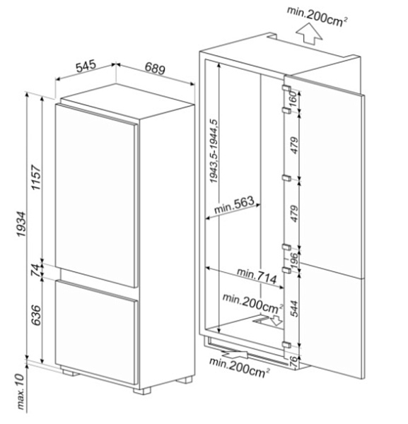 SMEG C475VE холодильник белый