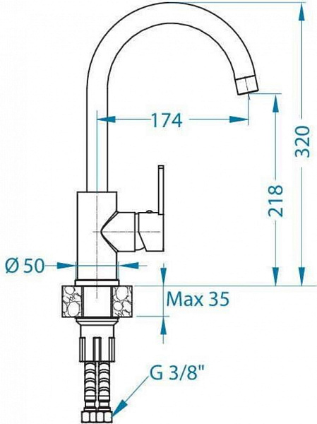 ALVEUS GENESIS TONIA G81 CONCRETE смеситель серый 1129051