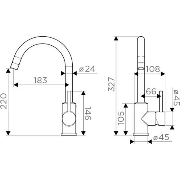 OMOIKIRI SHINAGAWA-BN смеситель нержавеющая сталь