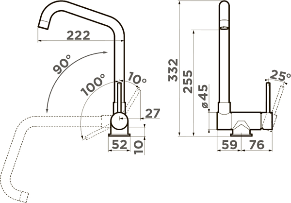 OMOIKIRI MORI-C смеситель нержавеющая сталь