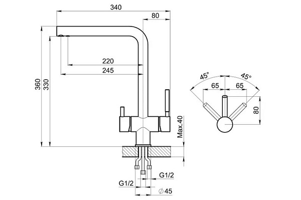 GRANULA KS-7011 смеситель черный матовый