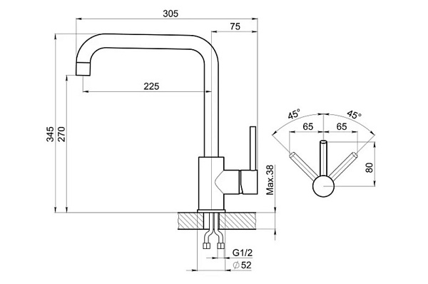 GRANULA KS-7110 смеситель сталь сатин