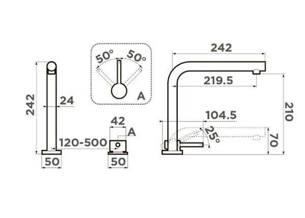 OMOIKIRI NARA-BN смеситель нержавеющая сталь