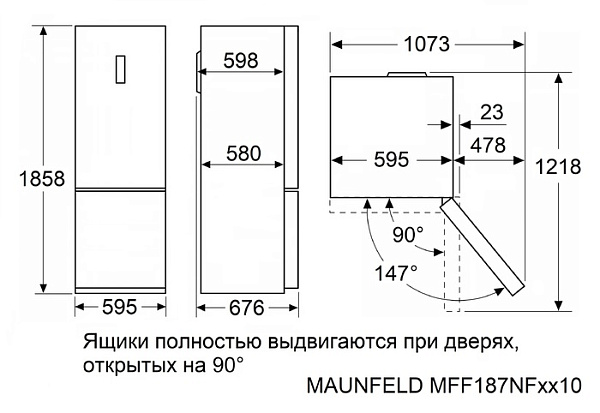 MAUNFELD MFF187NFIW10 холодильник белый