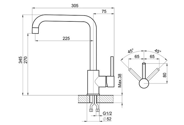 GRANULA KS-7110 смеситель сталь матовая
