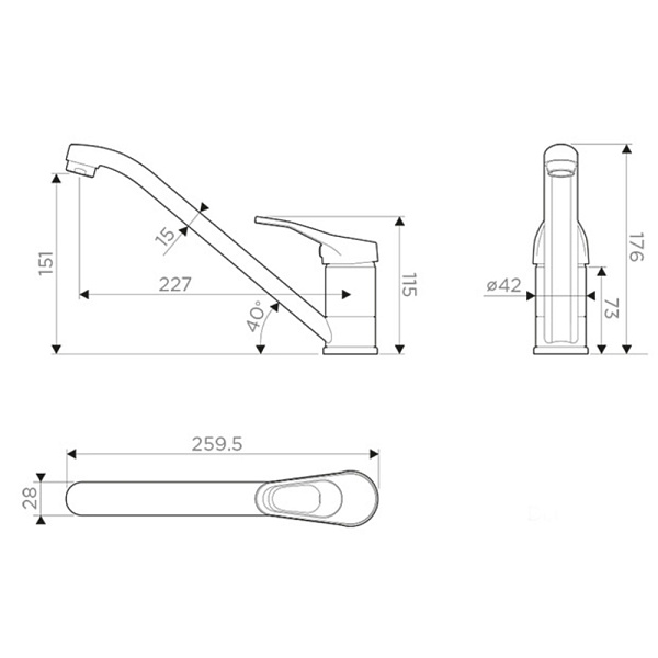 OMOIKIRI KADO-BN смеситель нержавеющая сталь