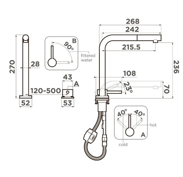 OMOIKIRI NARA 2 Plus-S-C смеситель нержавеющая сталь