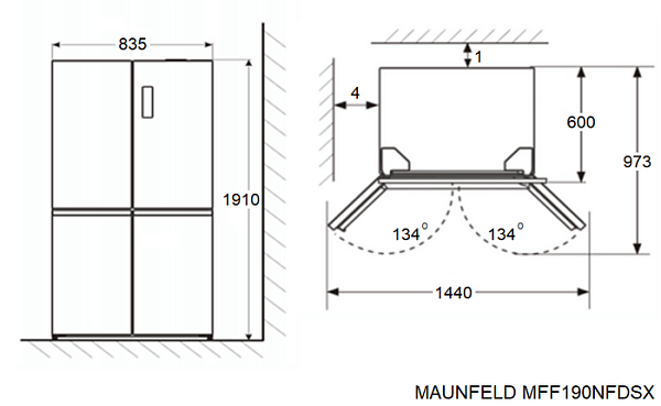 MAUNFELD MFF190NFDBG холодильник бежевый