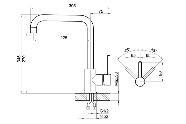 GRANULA KS-7110 смеситель золото сатин