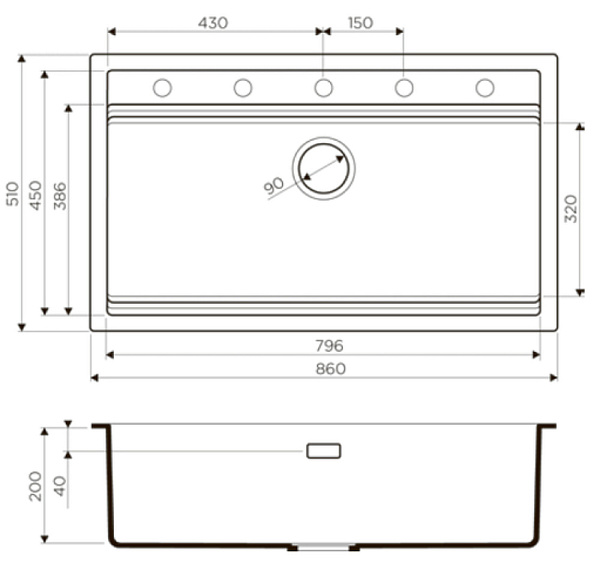 OMOIKIRI KITAGAWA 86-LB-WH  мойка белый