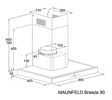 MAUNFELD BREEZE 90 Т-образная вытяжка нержавеющая сталь