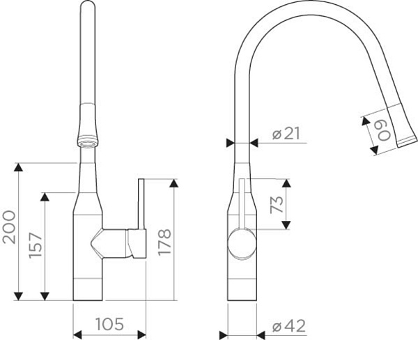 OMOIKIRI YATOMI-BN-BL смеситель нержавеющая сталь