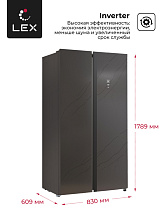 LEX LSB520STGID холодильник стоун/стекло