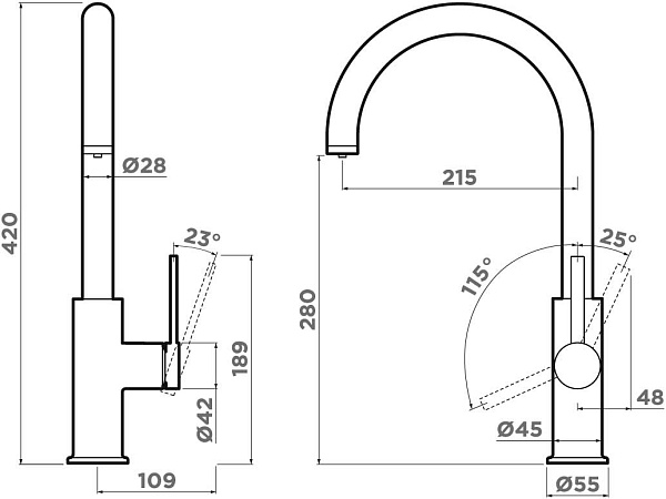 OMOIKIRI OKAWA 2 PLUS-GB смеситель черный