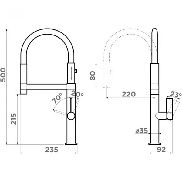OMOIKIRI OSAKA-BN-WH  смеситель нержавеющая сталь